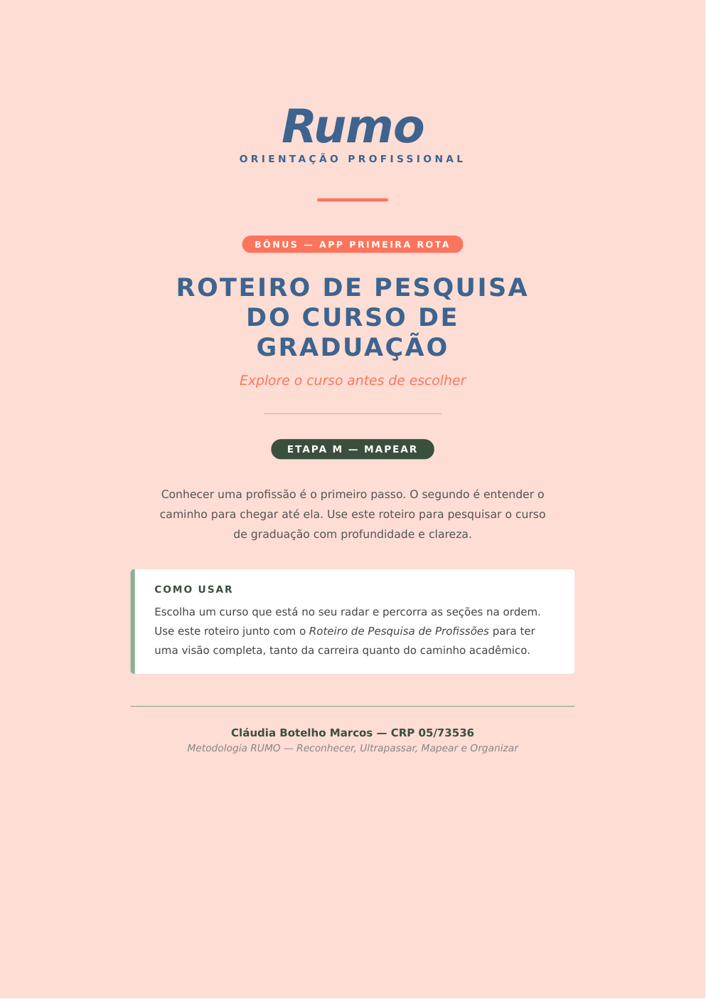 Capa do roteiro de pesquisa de curso de graduação
