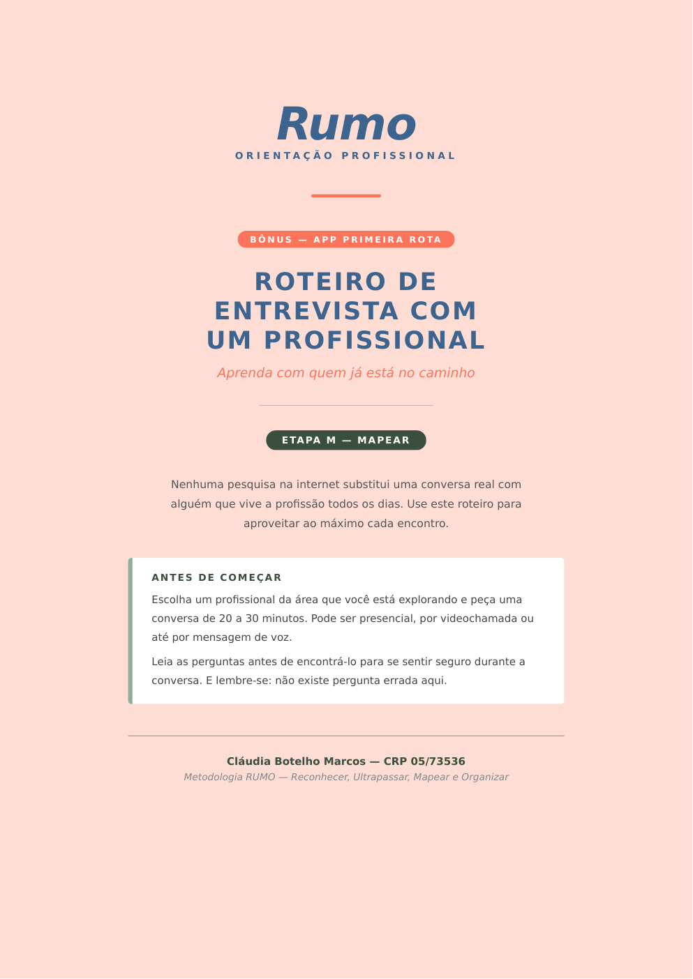 Capa do roteiro de entrevista com profissional