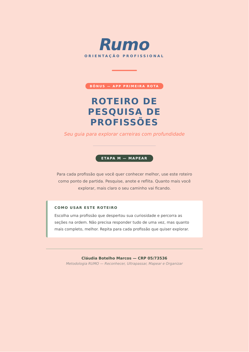 Capa do roteiro de pesquisa de profissões